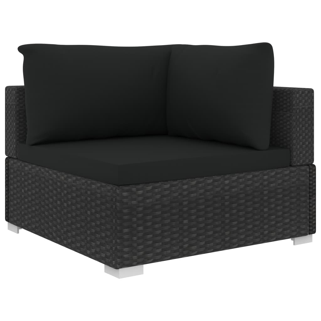 4-delige Loungeset met kussens poly rattan zwart is nu te koop bij PeponiXL, paradijselijk wonen!
