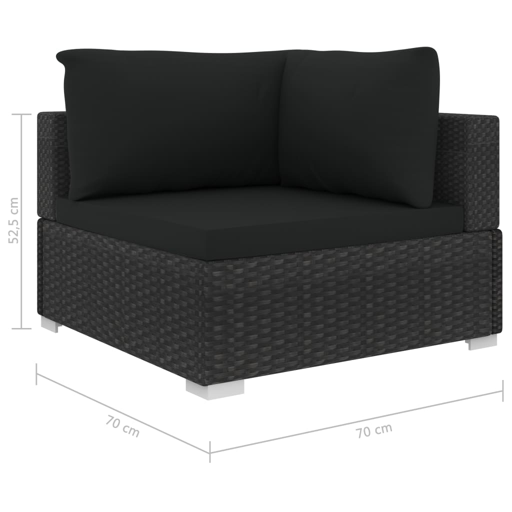 4-delige Loungeset met kussens poly rattan zwart is nu te koop bij PeponiXL, paradijselijk wonen!