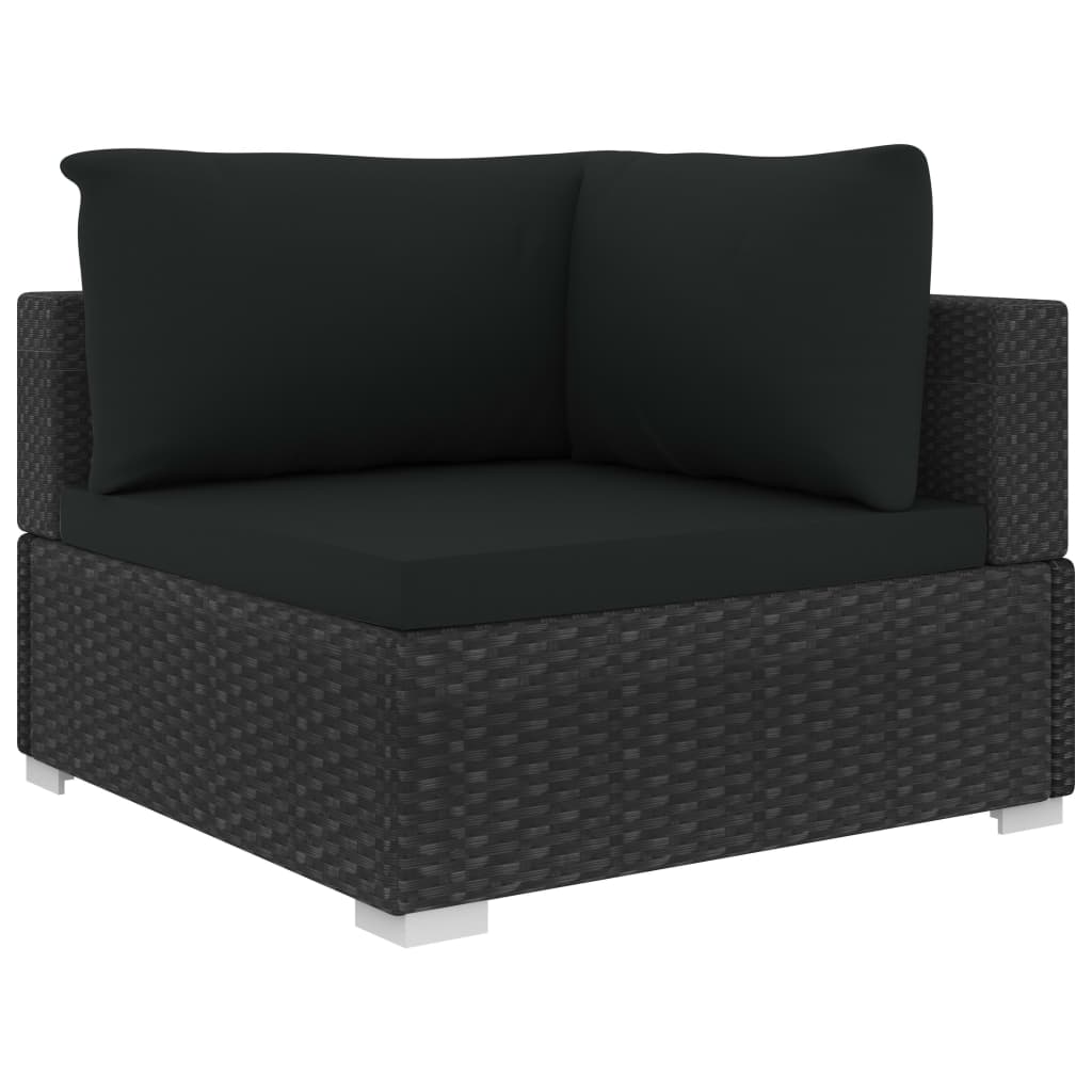 5-delige Loungeset met kussens poly rattan zwart is nu te koop bij PeponiXL, paradijselijk wonen!