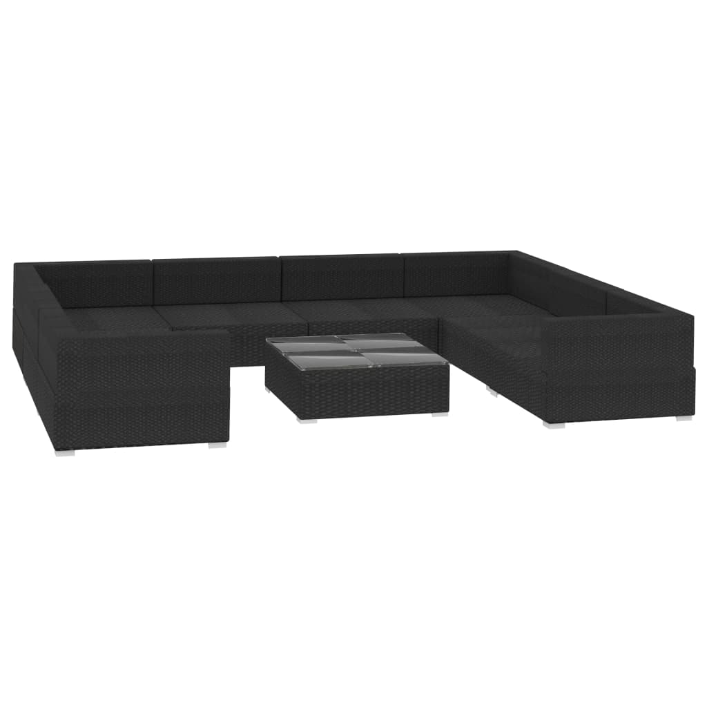 9-delige Loungeset met kussens poly rattan zwart is nu te koop bij PeponiXL, paradijselijk wonen!