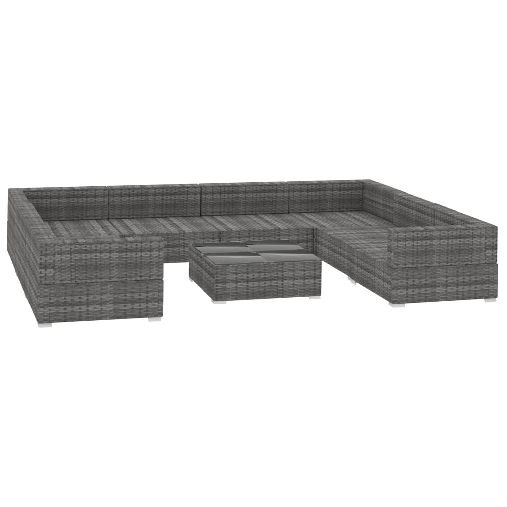 9-delige Loungeset met kussens poly rattan grijs is nu te koop bij PeponiXL, paradijselijk wonen!