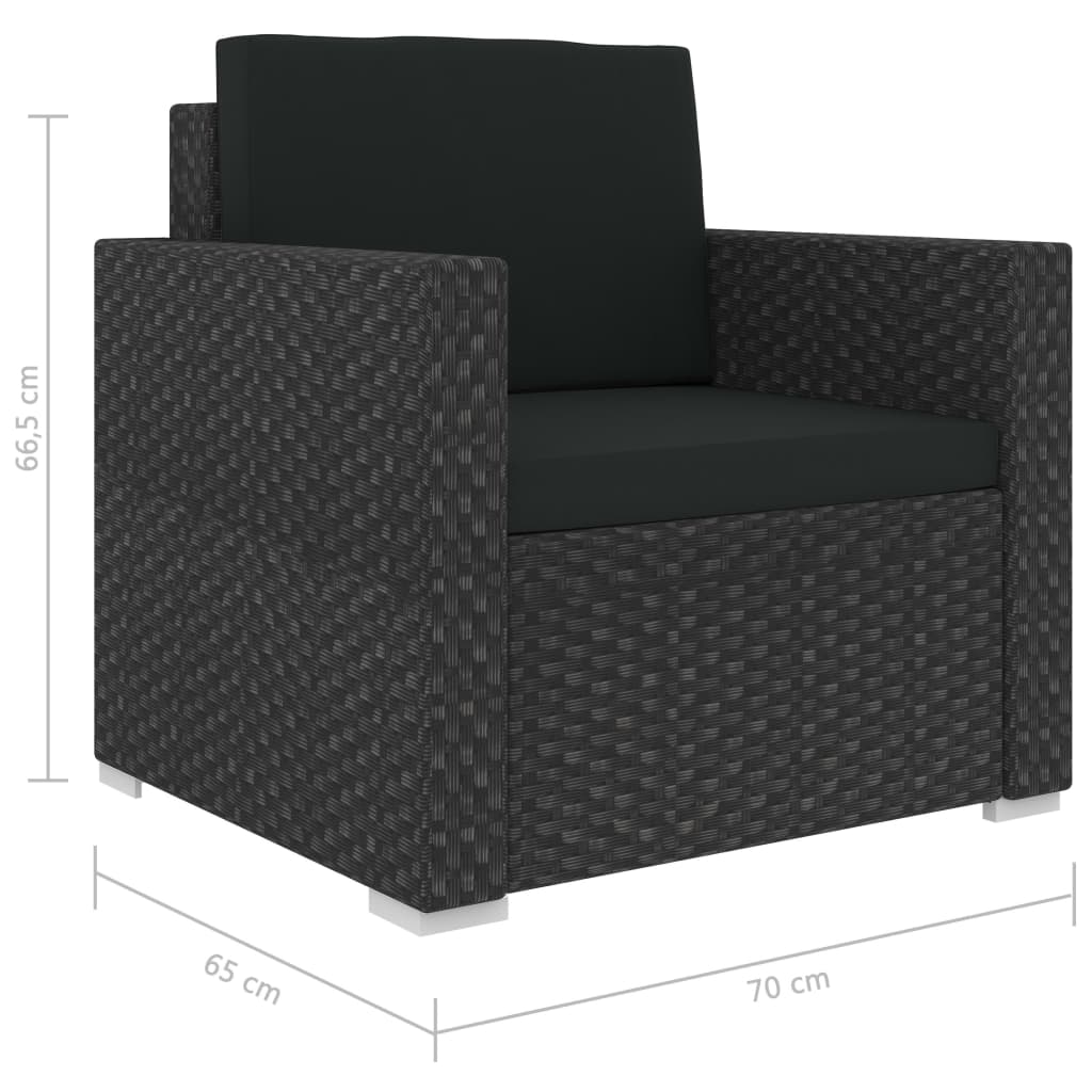 11-delige Loungeset met kussens poly rattan zwart is nu te koop bij PeponiXL, paradijselijk wonen!