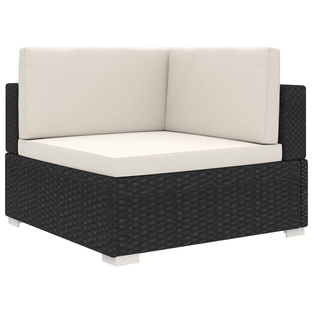Hoekbank 1 st met kussens poly rattan zwart is nu te koop bij PeponiXL, paradijselijk wonen!