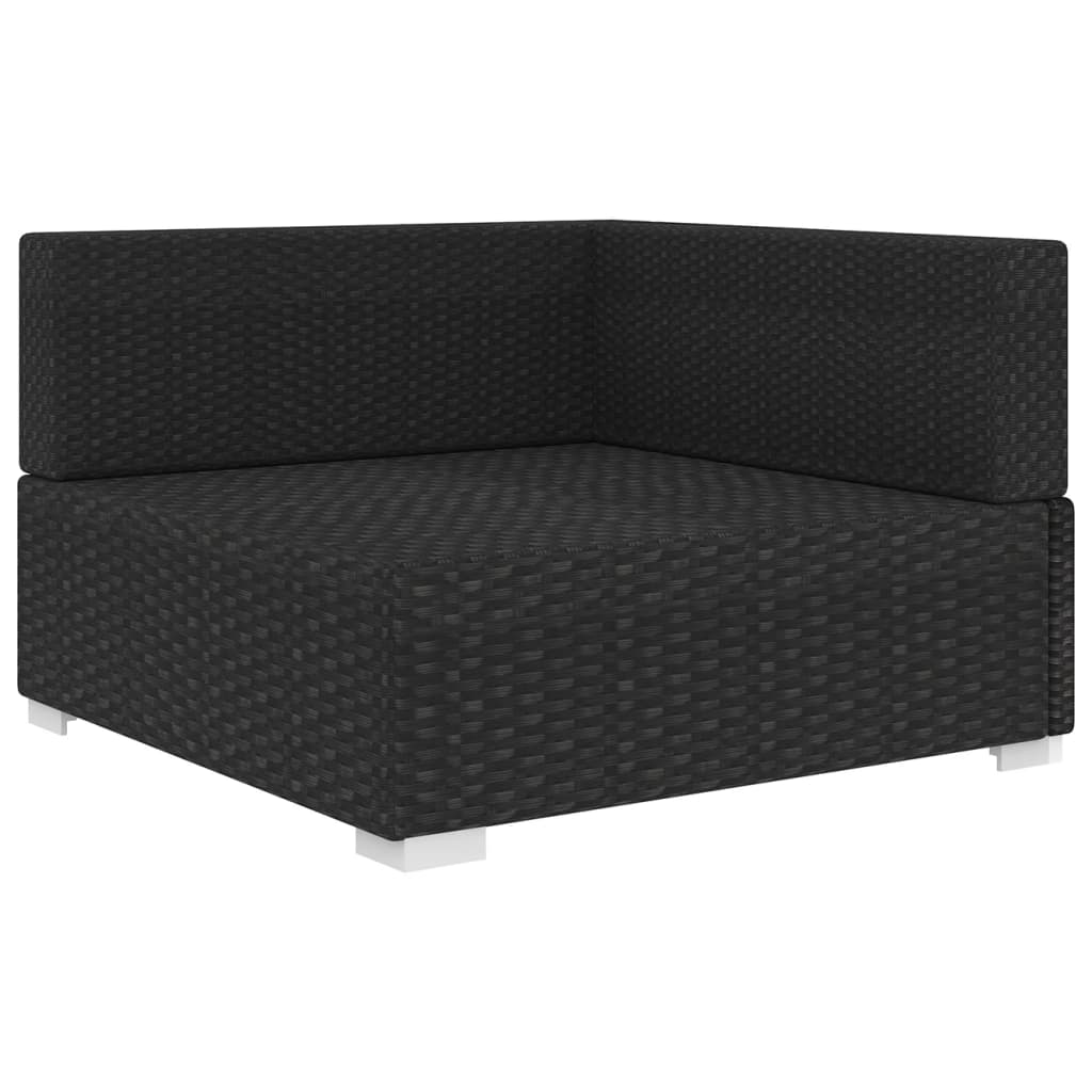 Hoekbank 1 st met kussens poly rattan zwart is nu te koop bij PeponiXL, paradijselijk wonen!