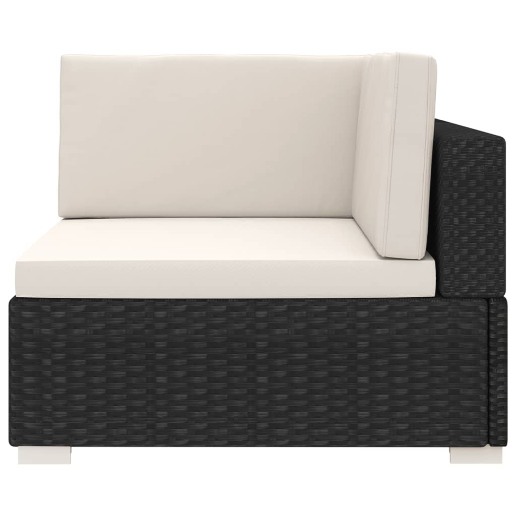 Hoekbank 1 st met kussens poly rattan zwart is nu te koop bij PeponiXL, paradijselijk wonen!