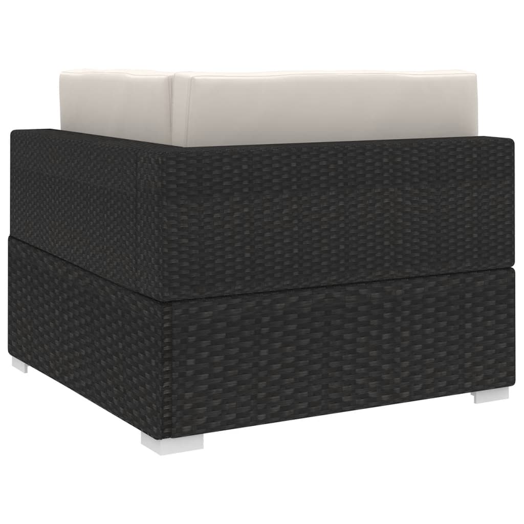 Hoekbank 1 st met kussens poly rattan zwart is nu te koop bij PeponiXL, paradijselijk wonen!