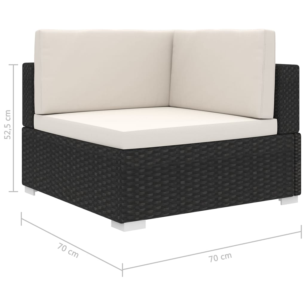 Hoekbank 1 st met kussens poly rattan zwart is nu te koop bij PeponiXL, paradijselijk wonen!