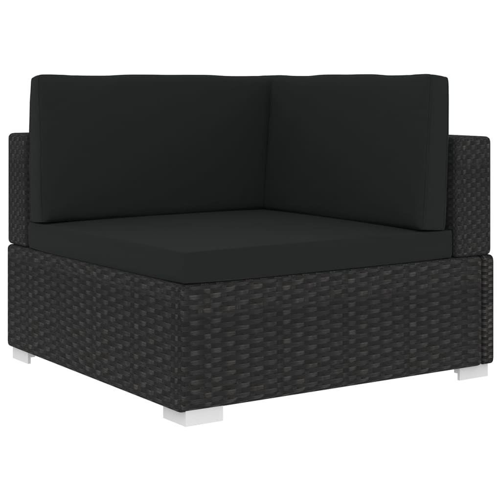 Hoekbank 1 st met kussens poly rattan zwart is nu te koop bij PeponiXL, paradijselijk wonen!