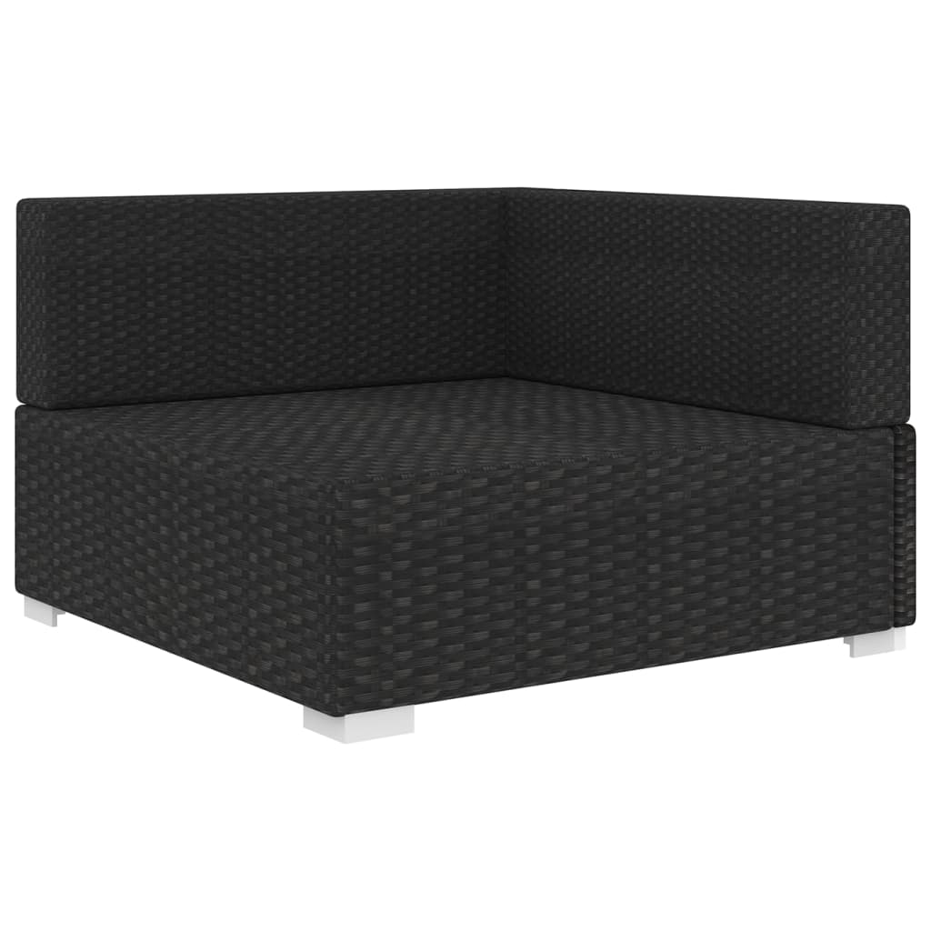 Hoekbank 1 st met kussens poly rattan zwart is nu te koop bij PeponiXL, paradijselijk wonen!