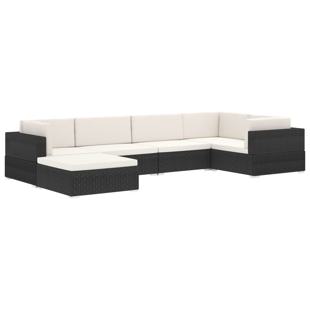 Hoekbank 1 st met kussens poly rattan zwart is nu te koop bij PeponiXL, paradijselijk wonen!