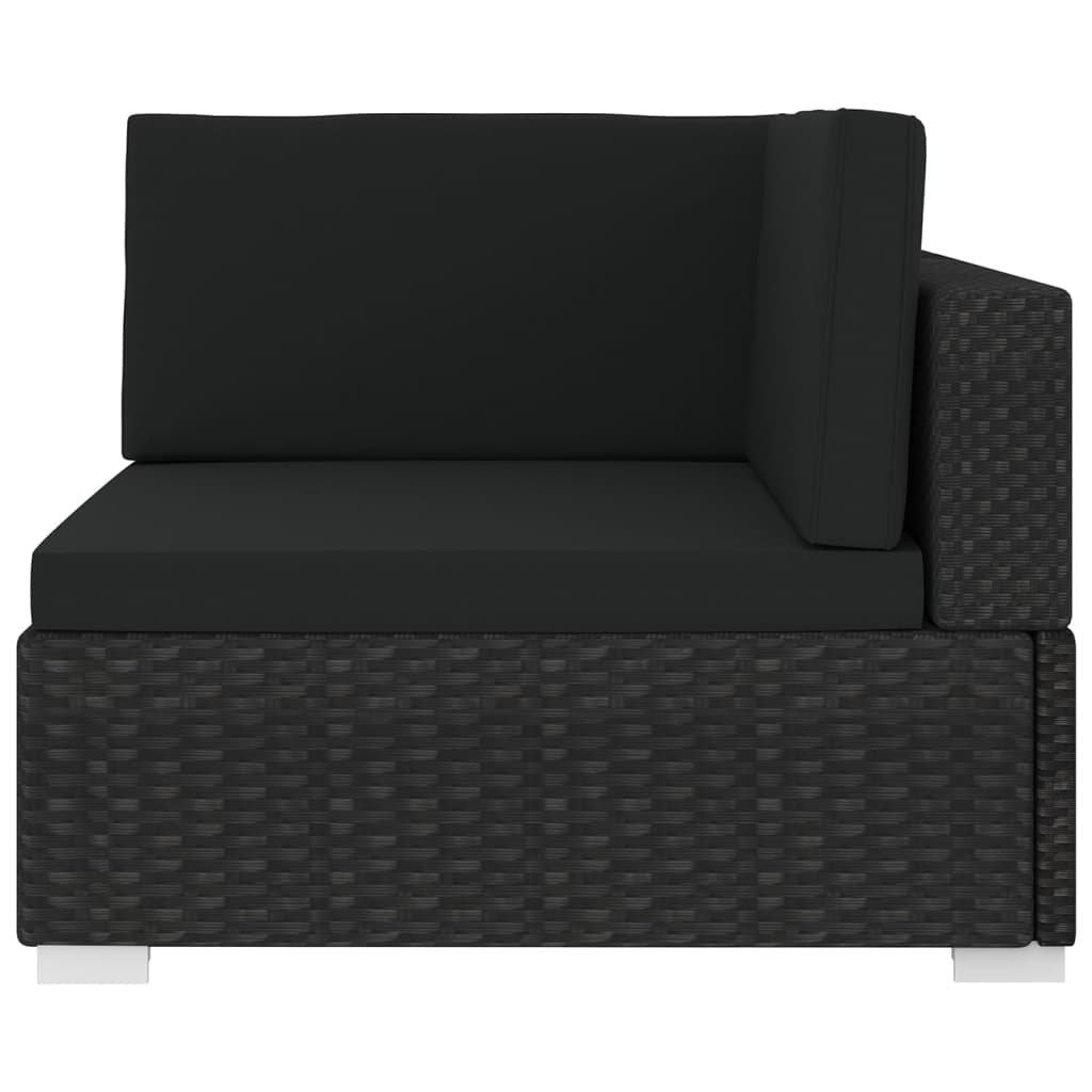 Hoekbank 1 st met kussens poly rattan zwart is nu te koop bij PeponiXL, paradijselijk wonen!