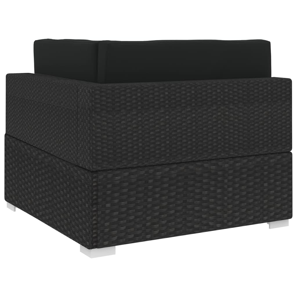 Hoekbank 1 st met kussens poly rattan zwart is nu te koop bij PeponiXL, paradijselijk wonen!