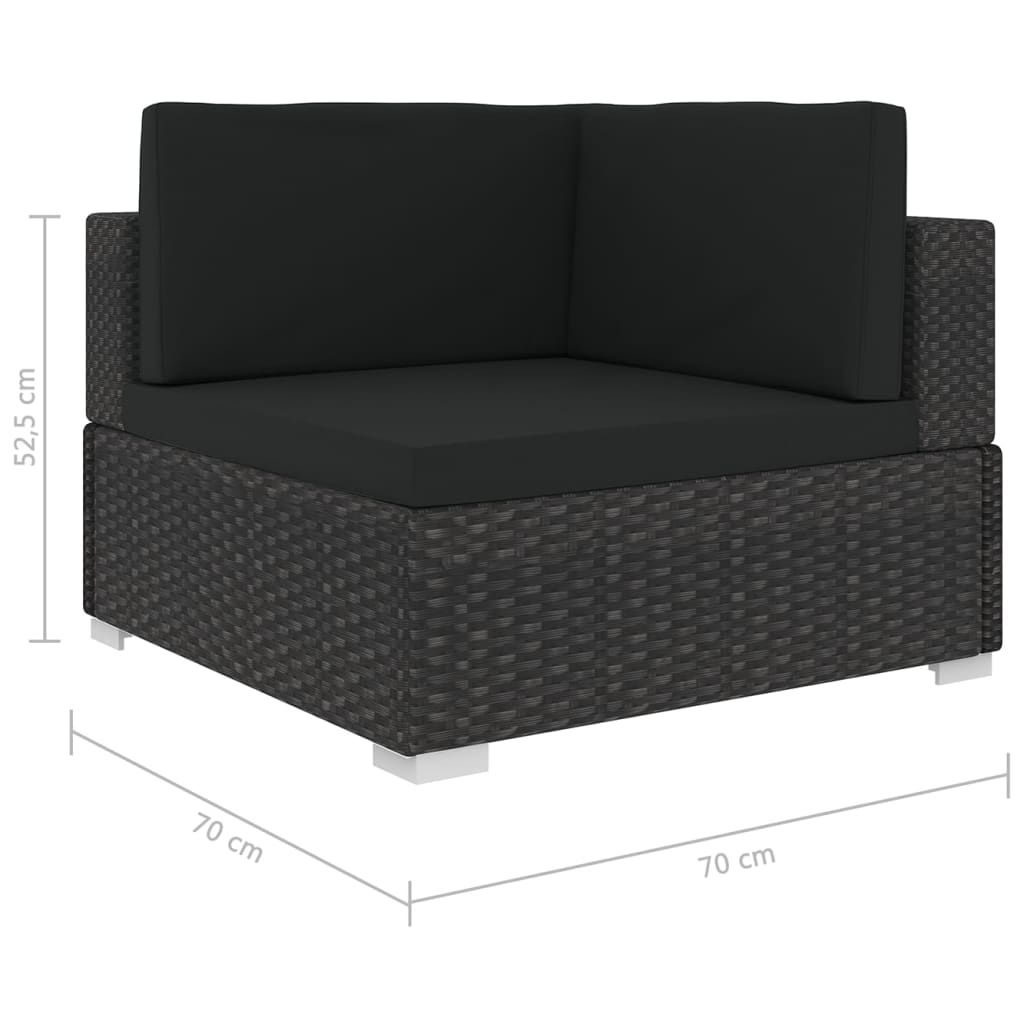 Hoekbank 1 st met kussens poly rattan zwart is nu te koop bij PeponiXL, paradijselijk wonen!
