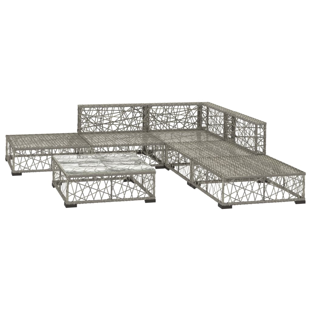 6-delige Loungeset met kussens poly rattan grijs is nu te koop bij PeponiXL, paradijselijk wonen!