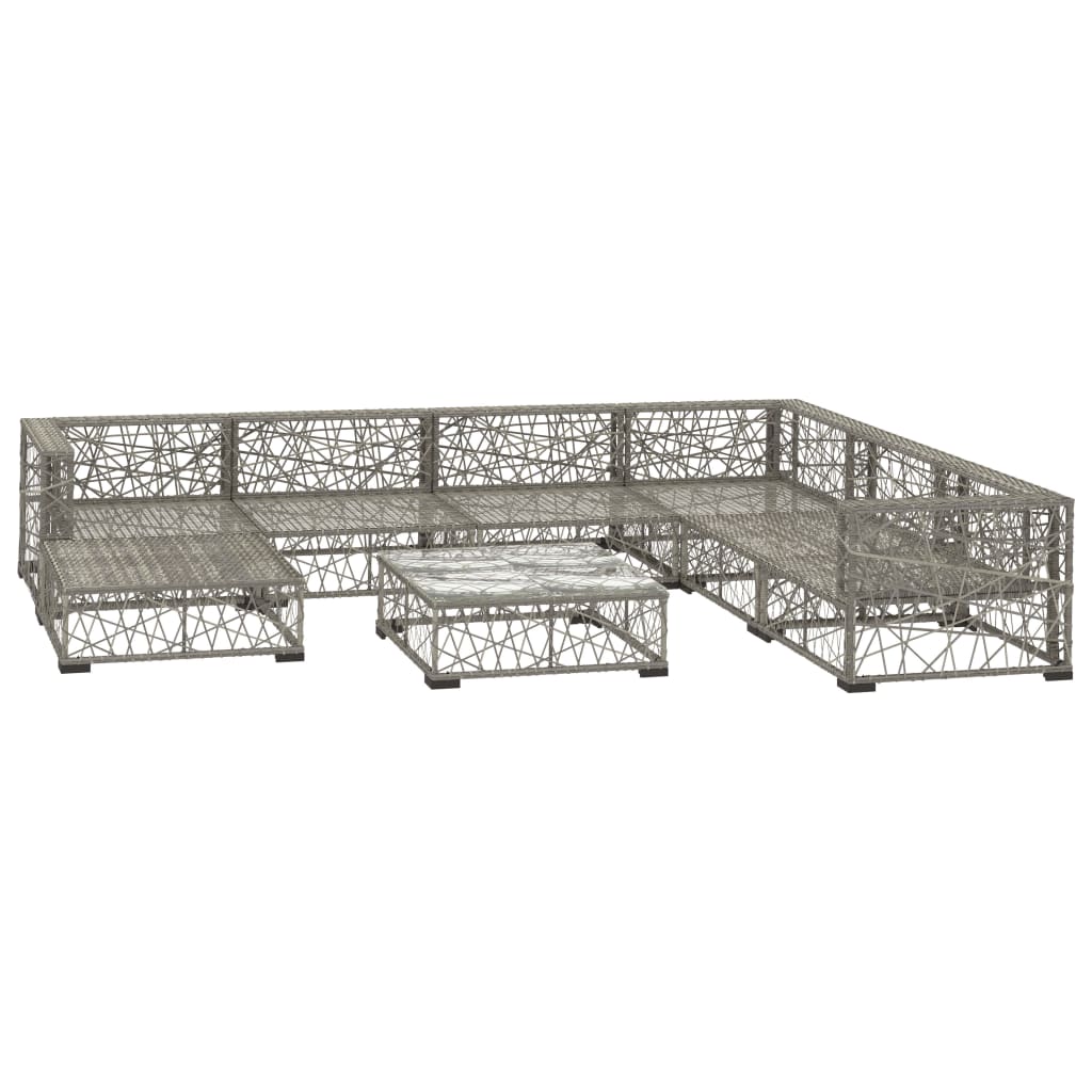 8-delige Loungeset met kussens poly rattan grijs is nu te koop bij PeponiXL, paradijselijk wonen!