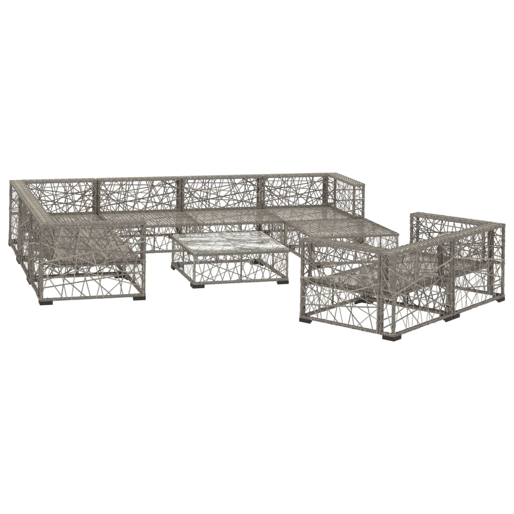 10-delige Loungeset met kussens poly rattan grijs is nu te koop bij PeponiXL, paradijselijk wonen!