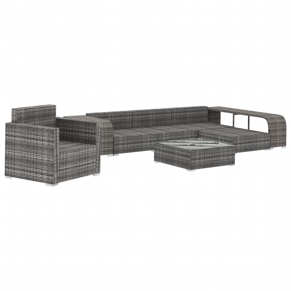 8-delige Loungeset met kussens poly rattan grijs is nu te koop bij PeponiXL, paradijselijk wonen!