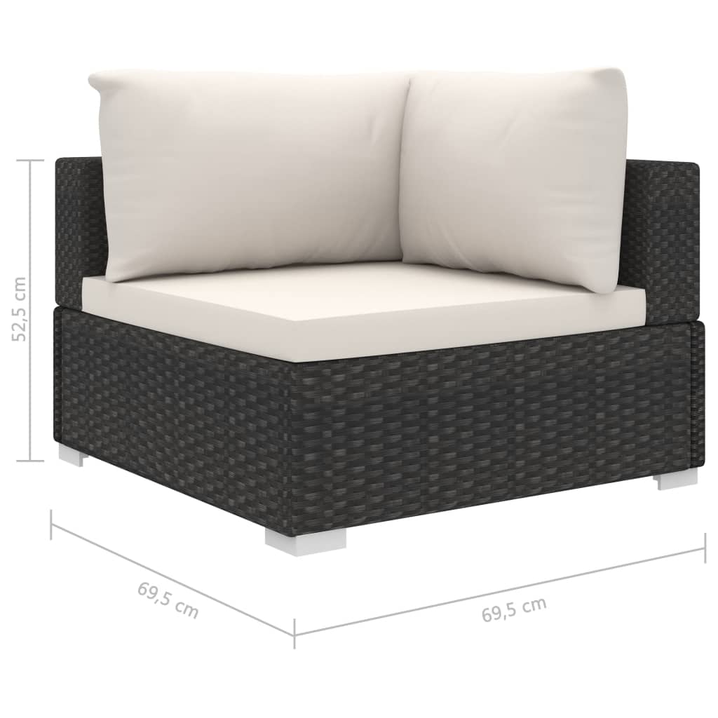 11-delige Loungeset met kussens poly rattan zwart is nu te koop bij PeponiXL, paradijselijk wonen!