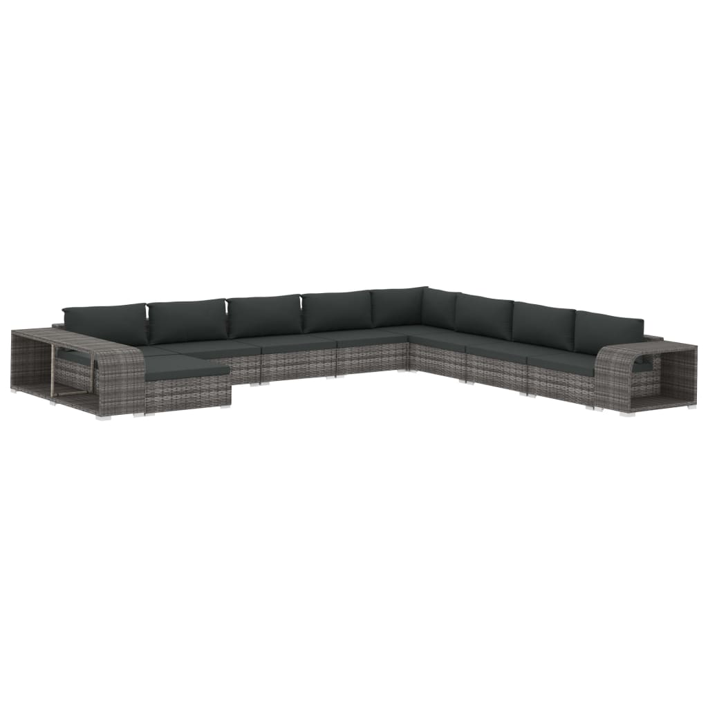 11-delige Loungeset met kussens poly rattan grijs is nu te koop bij PeponiXL, paradijselijk wonen!