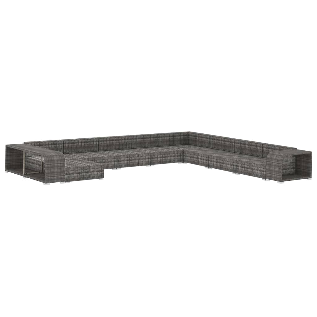 11-delige Loungeset met kussens poly rattan grijs is nu te koop bij PeponiXL, paradijselijk wonen!