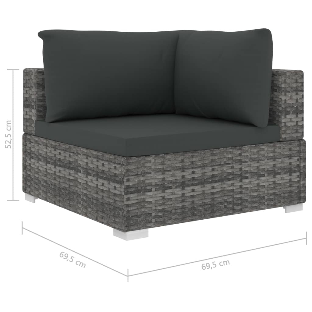 11-delige Loungeset met kussens poly rattan grijs is nu te koop bij PeponiXL, paradijselijk wonen!