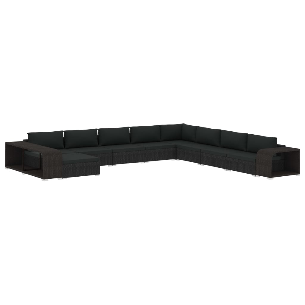 11-delige Loungeset met kussens poly rattan zwart is nu te koop bij PeponiXL, paradijselijk wonen!