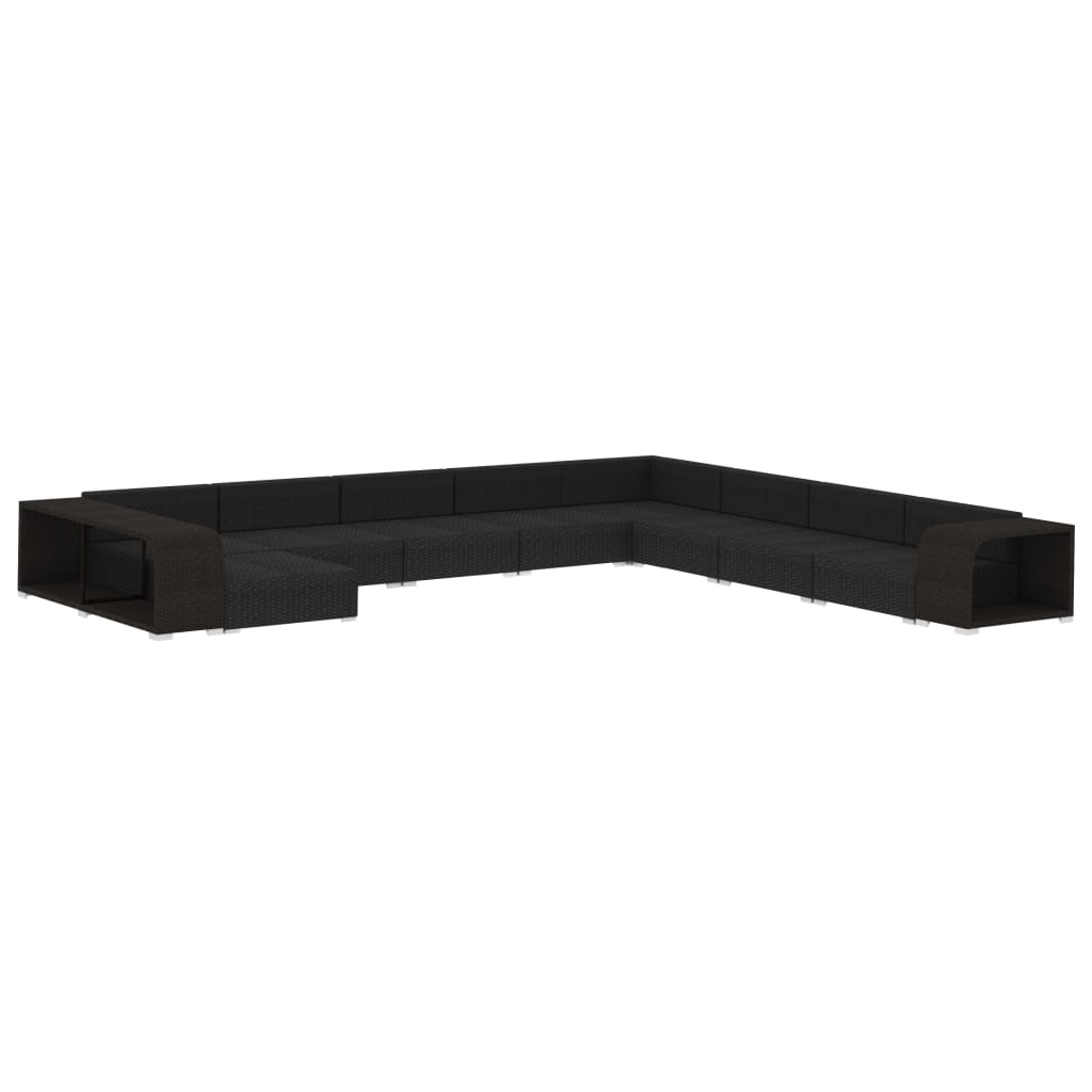 11-delige Loungeset met kussens poly rattan zwart is nu te koop bij PeponiXL, paradijselijk wonen!