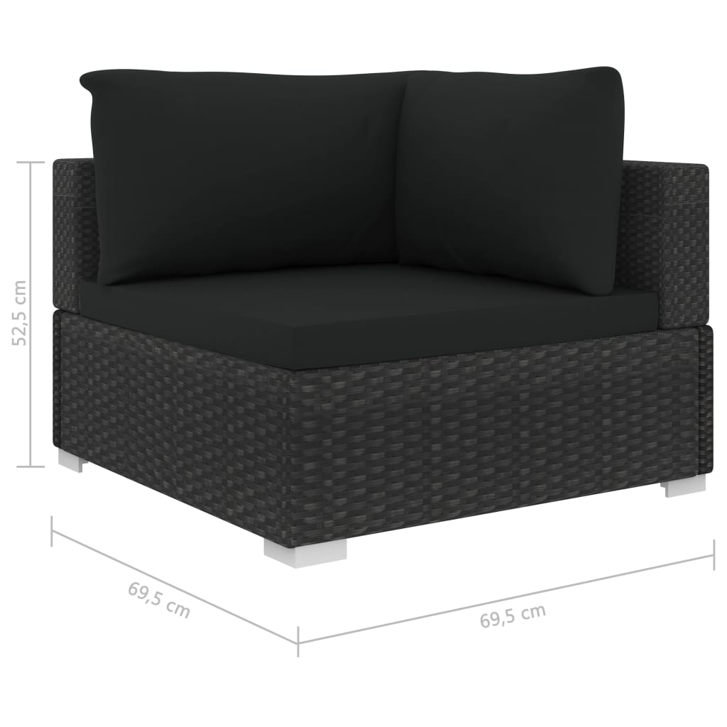 11-delige Loungeset met kussens poly rattan zwart is nu te koop bij PeponiXL, paradijselijk wonen!