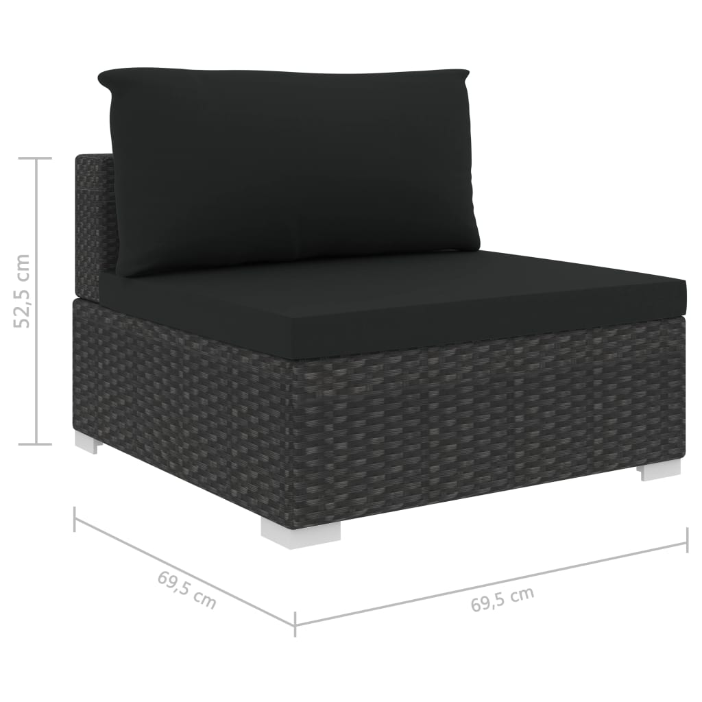 11-delige Loungeset met kussens poly rattan zwart is nu te koop bij PeponiXL, paradijselijk wonen!
