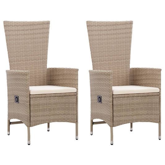Tuinstoelen 2 st met kussens poly rattan beige is nu te koop bij PeponiXL, paradijselijk wonen!
