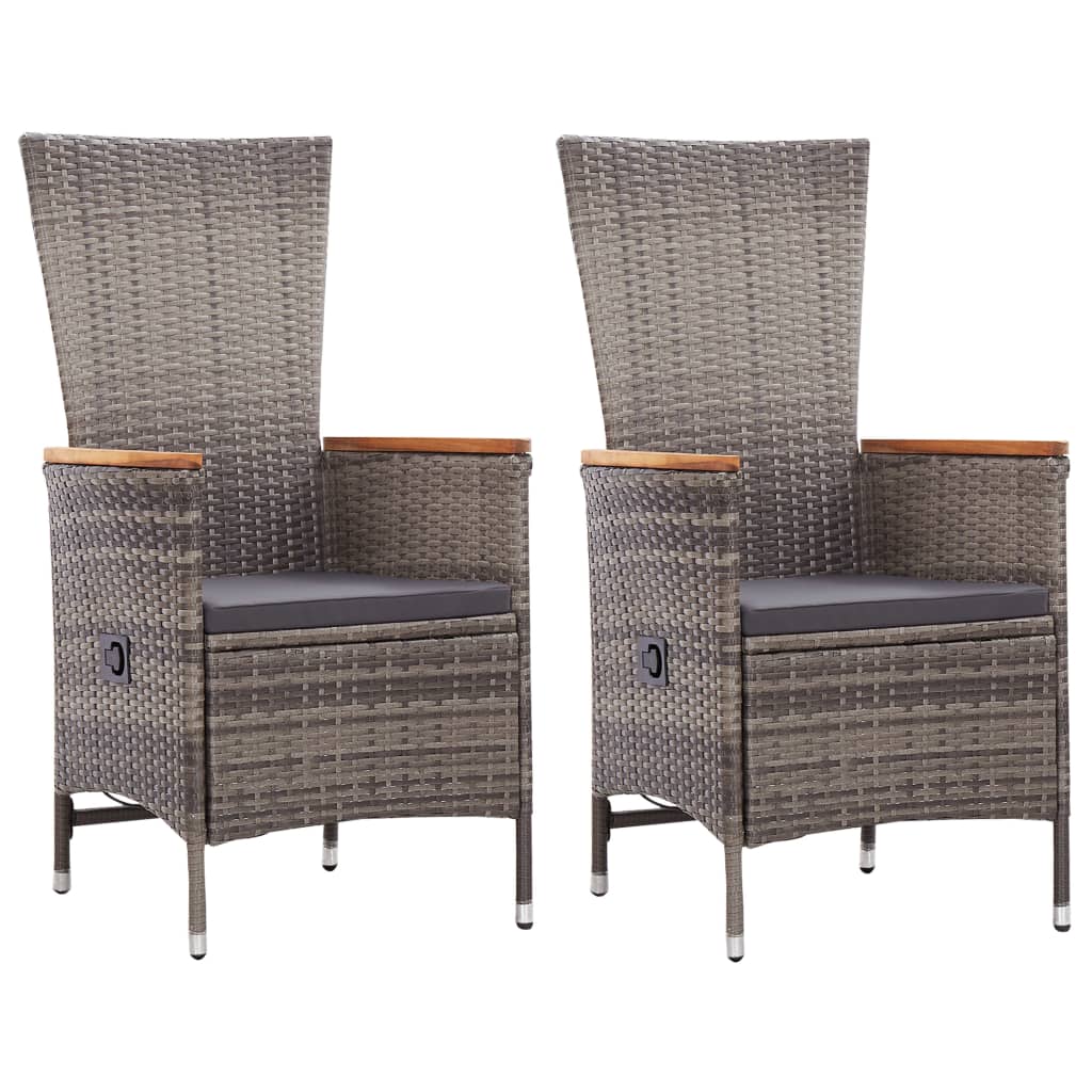 Tuinstoelen 2 st met kussens poly rattan grijs is nu te koop bij PeponiXL, paradijselijk wonen!