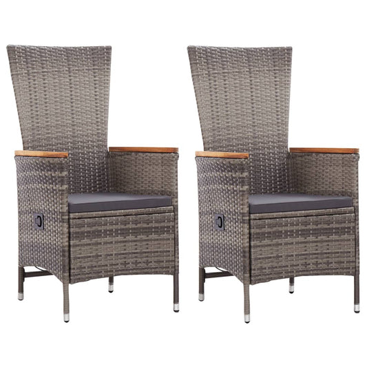 Tuinstoelen 2 st met kussens poly rattan grijs is nu te koop bij PeponiXL, paradijselijk wonen!