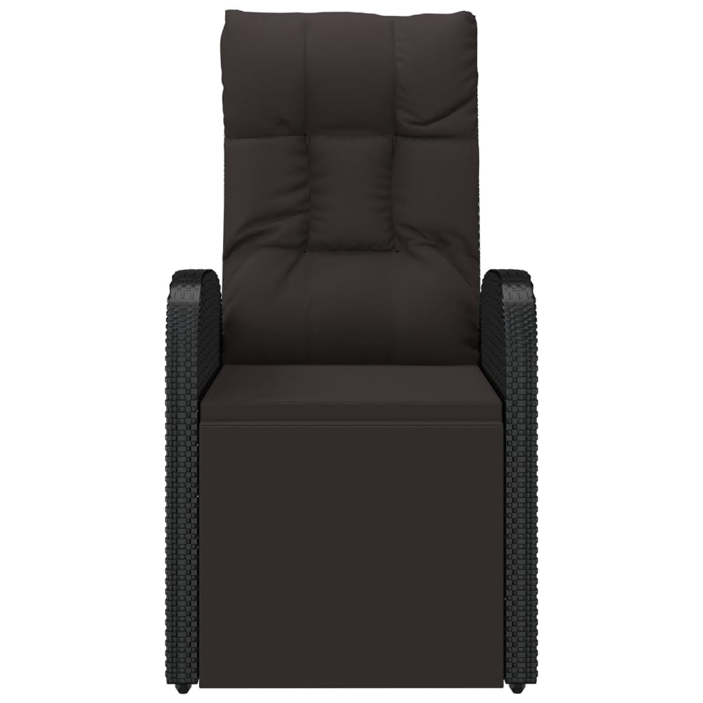 Tuinstoel verstelbaar met kussen poly rattan zwart is nu te koop bij PeponiXL, paradijselijk wonen!