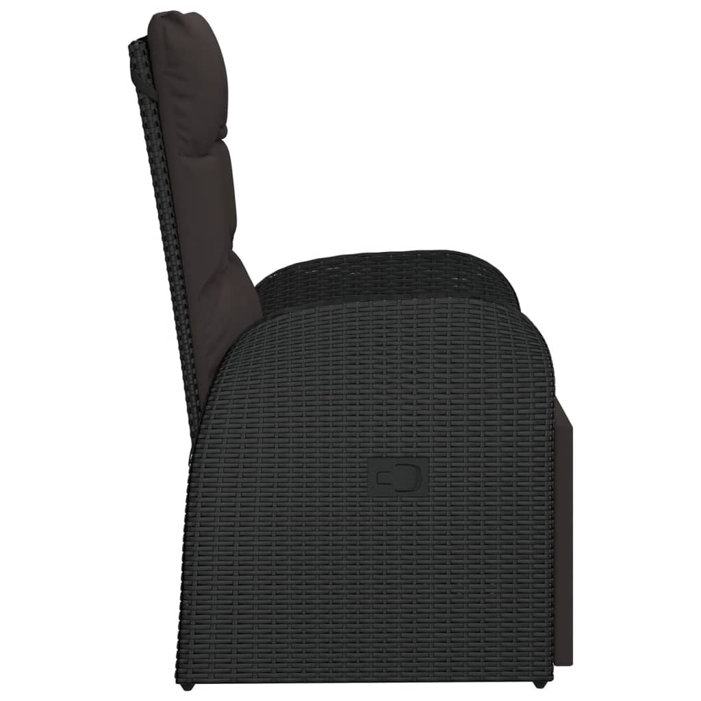 Tuinstoel verstelbaar met kussen poly rattan zwart is nu te koop bij PeponiXL, paradijselijk wonen!