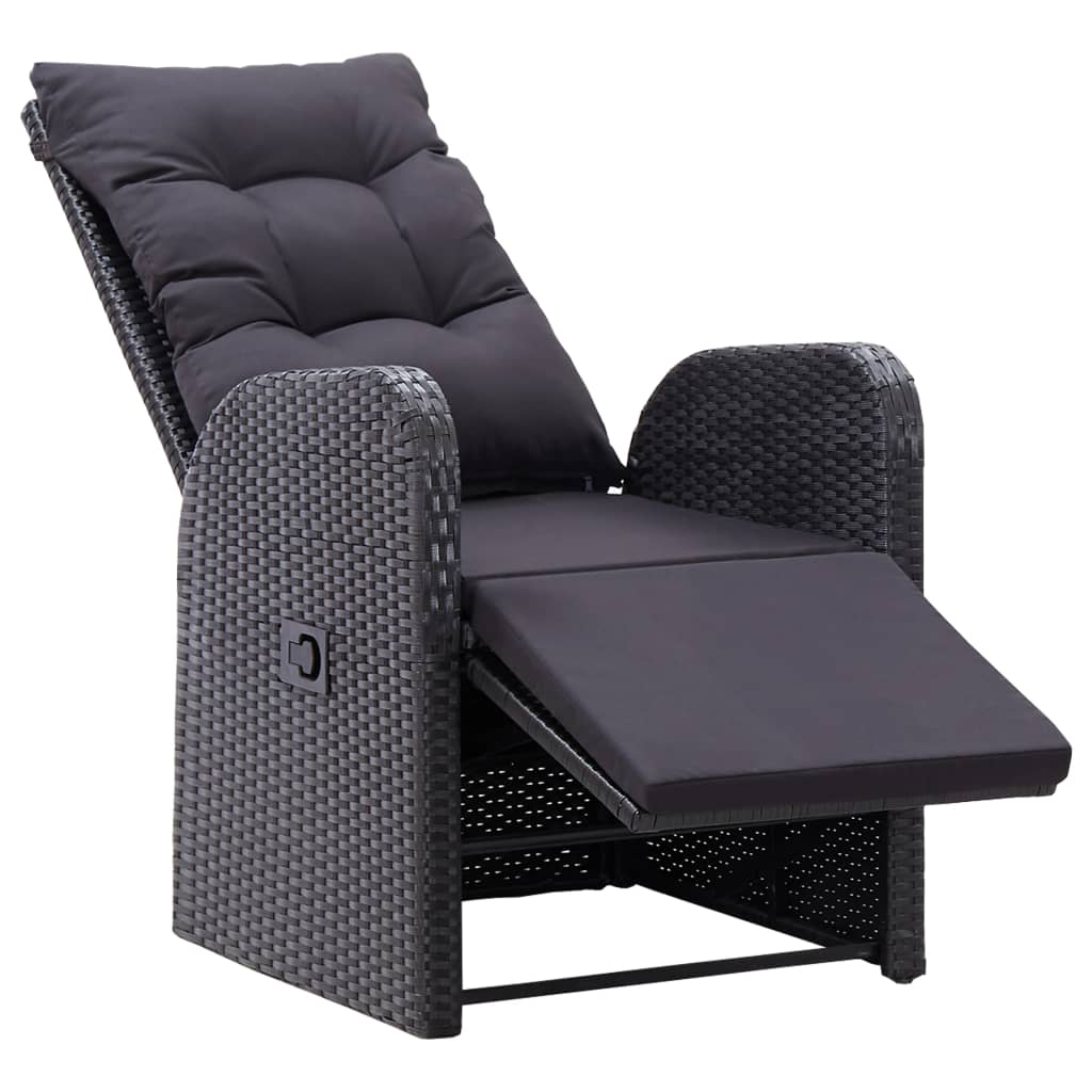 3-delige Bistroset met kussens poly rattan zwart is nu te koop bij PeponiXL, paradijselijk wonen!