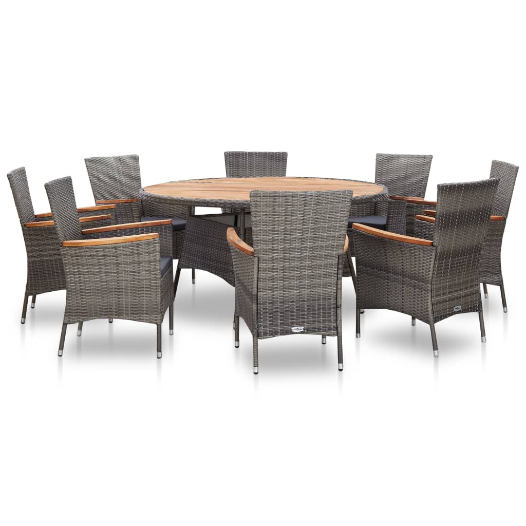 9-delige Tuinset poly rattan acaciahout grijs is nu te koop bij PeponiXL, paradijselijk wonen!