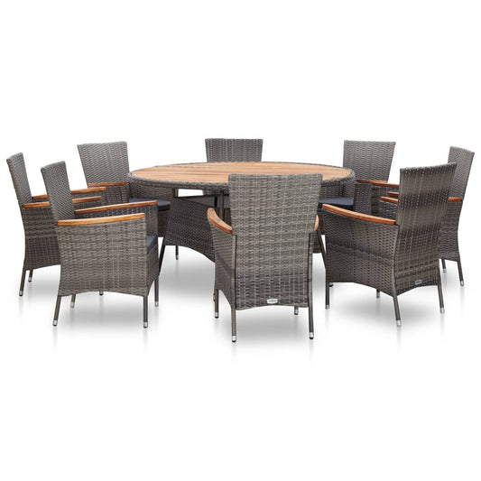 9-delige Tuinset poly rattan acaciahout grijs is nu te koop bij PeponiXL, paradijselijk wonen!