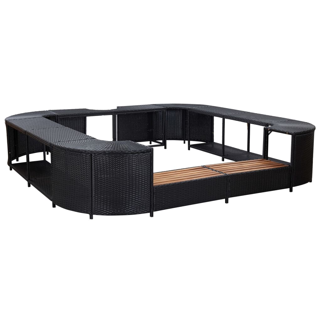 Spa-ombouw vierkant 268x268x55 cm poly rattan zwart is nu te koop bij PeponiXL, paradijselijk wonen!