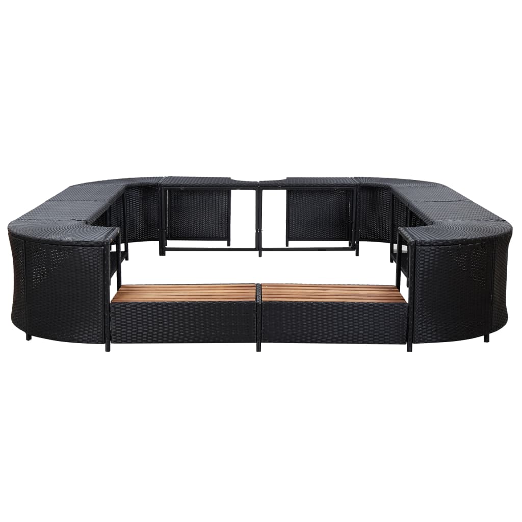Spa-ombouw vierkant 268x268x55 cm poly rattan zwart is nu te koop bij PeponiXL, paradijselijk wonen!