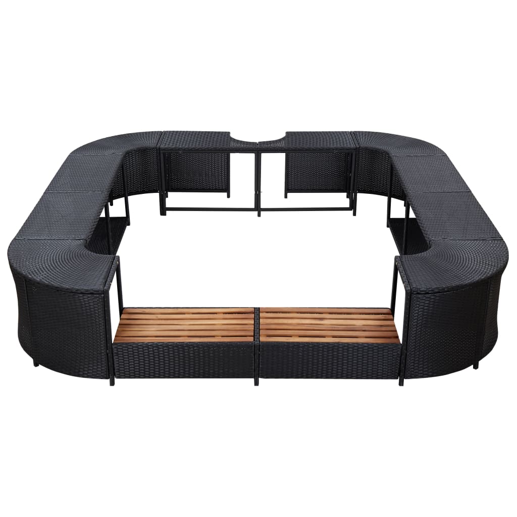 Spa-ombouw vierkant 268x268x55 cm poly rattan zwart is nu te koop bij PeponiXL, paradijselijk wonen!