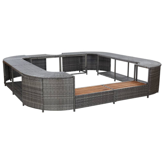 Spa-ombouw vierkant 268x268x55 cm poly rattan grijs is nu te koop bij PeponiXL, paradijselijk wonen!