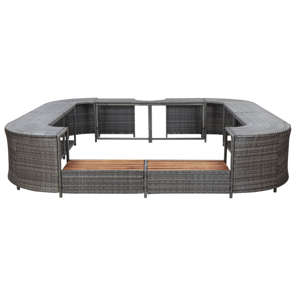 Spa-ombouw vierkant 268x268x55 cm poly rattan grijs is nu te koop bij PeponiXL, paradijselijk wonen!