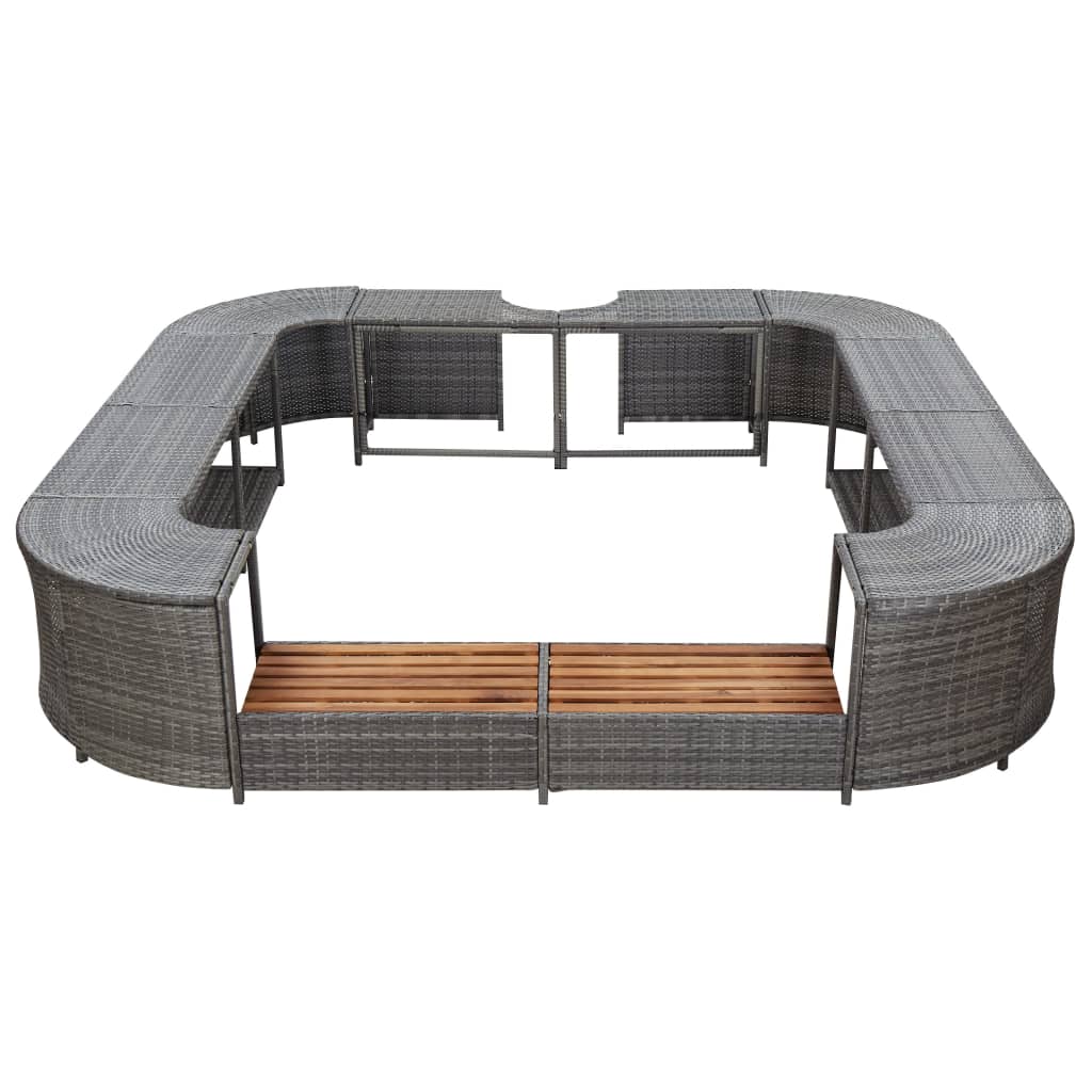 Spa-ombouw vierkant 268x268x55 cm poly rattan grijs is nu te koop bij PeponiXL, paradijselijk wonen!