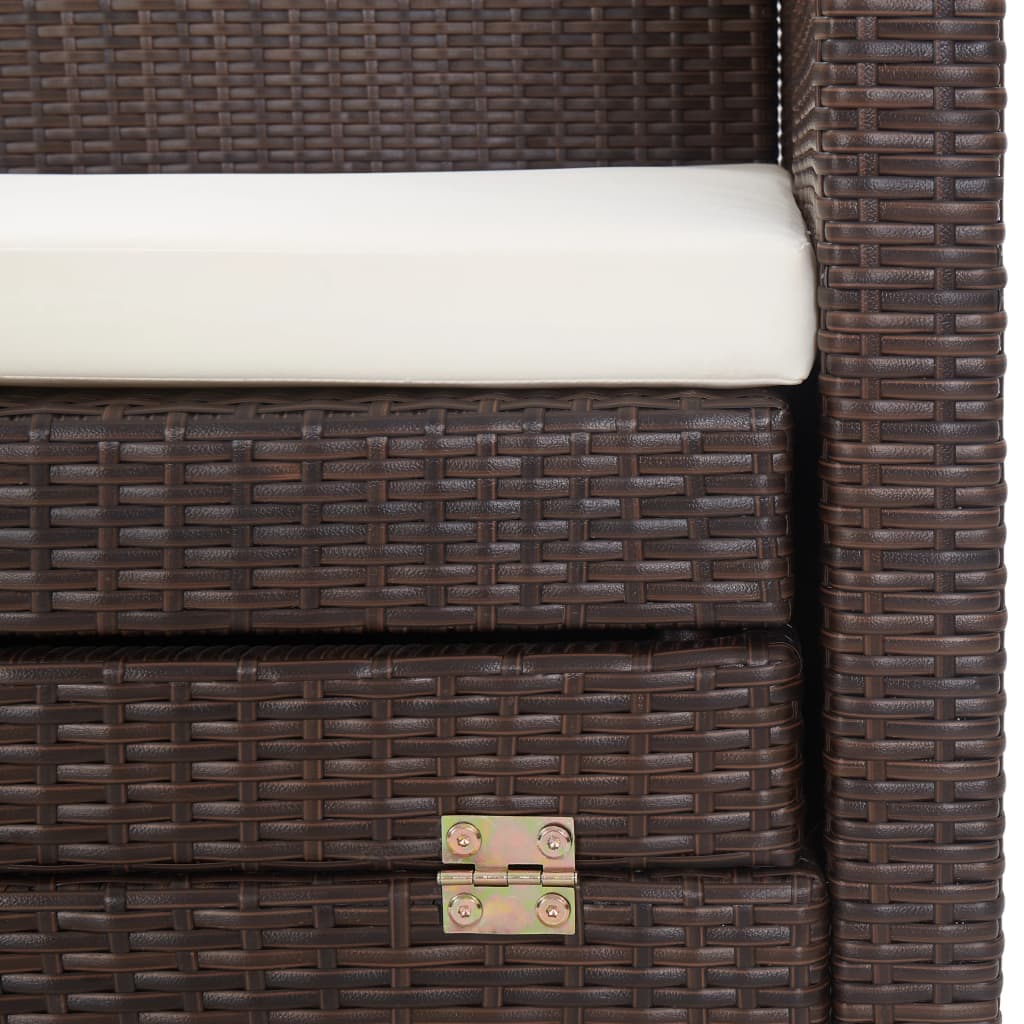 Slaapbank met luifel 3-zits verlengbaar poly rattan bruin is nu te koop bij PeponiXL, paradijselijk wonen!