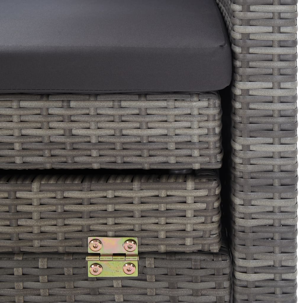 Slaapbank met luifel 3-zits verlengbaar poly rattan grijs is nu te koop bij PeponiXL, paradijselijk wonen!