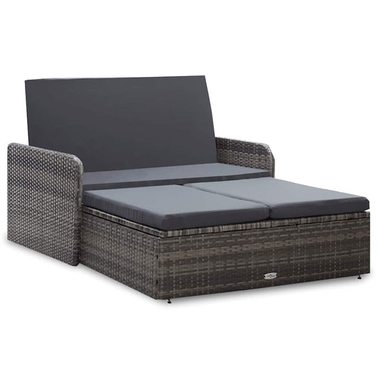 2-delige Loungeset met kussens poly rattan grijs is nu te koop bij PeponiXL, paradijselijk wonen!