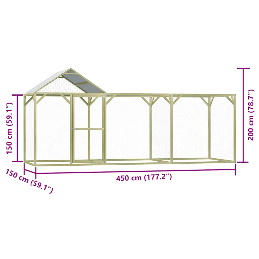 Kippenhok 4,5x1,5x2 m geïmpregneerd grenenhout is nu te koop bij PeponiXL, paradijselijk wonen!