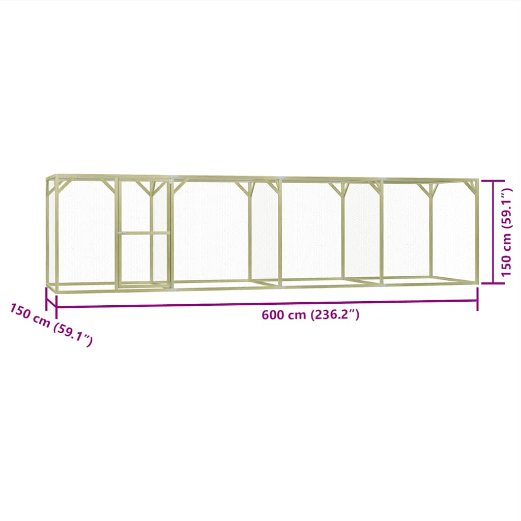 Kippenhok 1,5x6x1,5 m geïmpregneerd grenenhout is nu te koop bij PeponiXL, paradijselijk wonen!