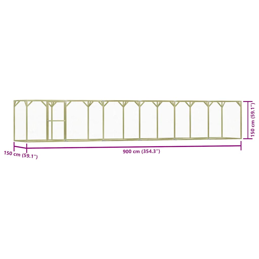Kippenhok 1,5x9x1,5 m geïmpregneerd grenenhout is nu te koop bij PeponiXL, paradijselijk wonen!