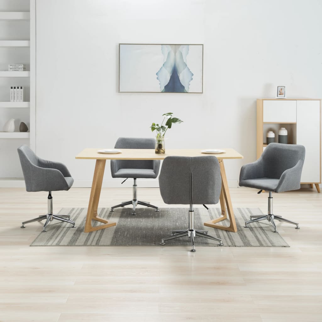 Eetkamerstoelen 4 st draaibaar stof lichtgrijs is nu te koop bij PeponiXL, paradijselijk wonen!